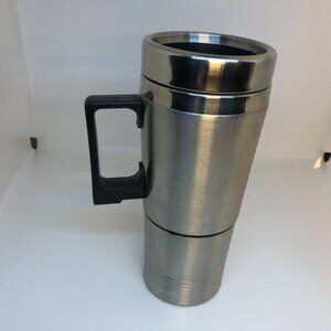 Metal Silver Tone Tumbler w/Detachable Cup & Lid‎ 12V Plug-in